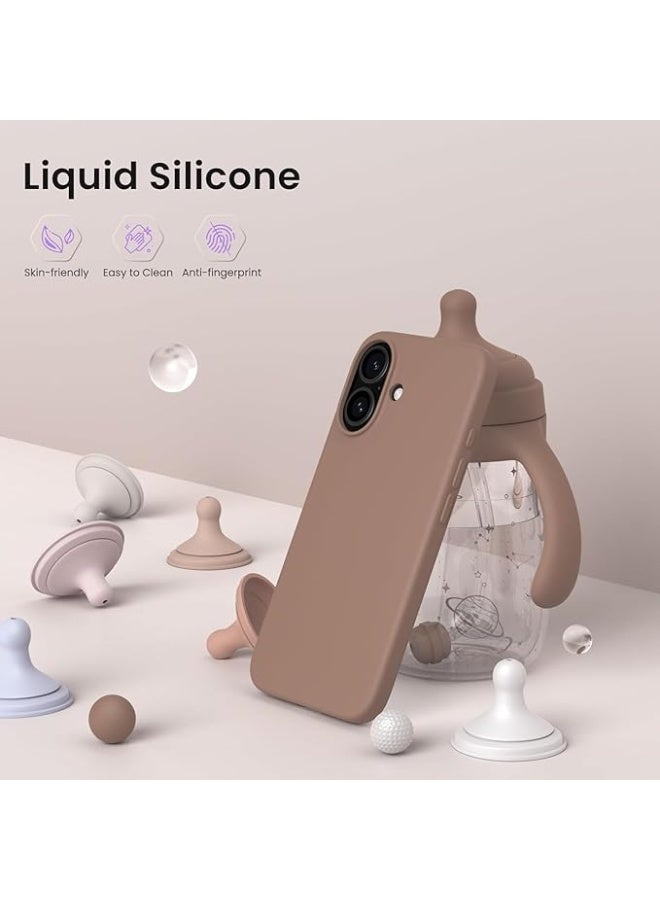 جراب متوافق مع iPhone 17 مقاس 6.3 بوصة، جراب واقٍ رفيع من السيليكون السائل بثلاث طبقات مغطى بالكامل بجل ناعم من المطاط مقاس 6.3 بوصة، بني - Image 2